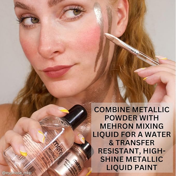 Mehron Makeup Metallic Powder (.17 oz) with Mixing Liquid (1 oz) (BRONZE)