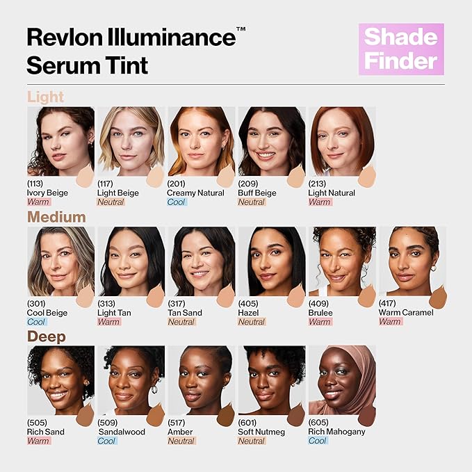 Revlon Illuminance Tinted Serum, Triple Hyaluronic Acid, Evens Out Skin Tone Over Time and Hydrates All Day, SPF 15, 409 Brulee, 0.94 fl oz.
