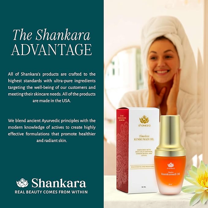 Shankara Kumkumadi Oil with Pure Saffron and Ayurvedic Herbs (Rose Aroma 18ml)