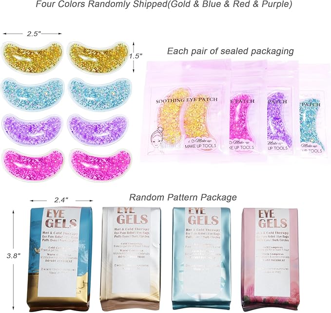 Under Eye Patches for Puffy Eyes, Reusable Ice Gel Eye Pads Cooling Eye Patch Hot Cold Therapy Eye Mask 10Pack