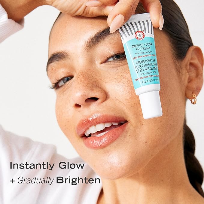 First Aid Beauty Brighten + Glow Niacinamide Eye Cream – Illuminating Brightening Cream to Help Hydrate & Reduce the Look of Dark Circles – 0.5 oz.