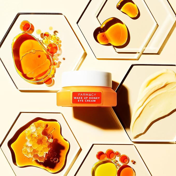 Farmacy Brightening Eye Cream - Wake Up Honey Under Eye Cream for Dark Circles + Puffiness - Caffeine Eye Cream Enriched with Vitamin C + Cranberry Peptide to Smooth Wrinkles Over Time (15ml)