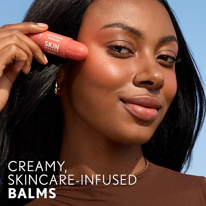 CoverGirl Trublend Skin Enhancer Highlighter Balm Stick, 320 Rose Beam, Highlighter, Vegan Formula, Easy to Use, Glides on Effortlessly, Non-Greasy, Doesn't Crease, 0.21oz