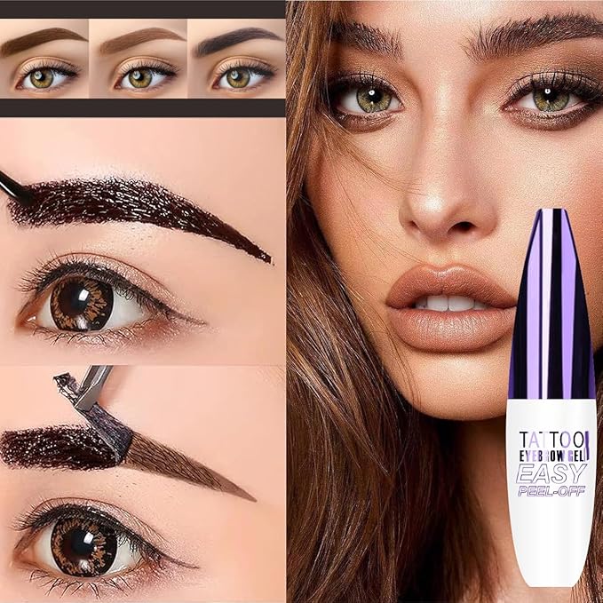2Pcs Black Peel Off Brow Tint Gel - Waterproof & Sweatproof Tattoo Effect, Transfer-Resistant Multi-Day Wear, All Skin Types Mother’s Day Gift Set