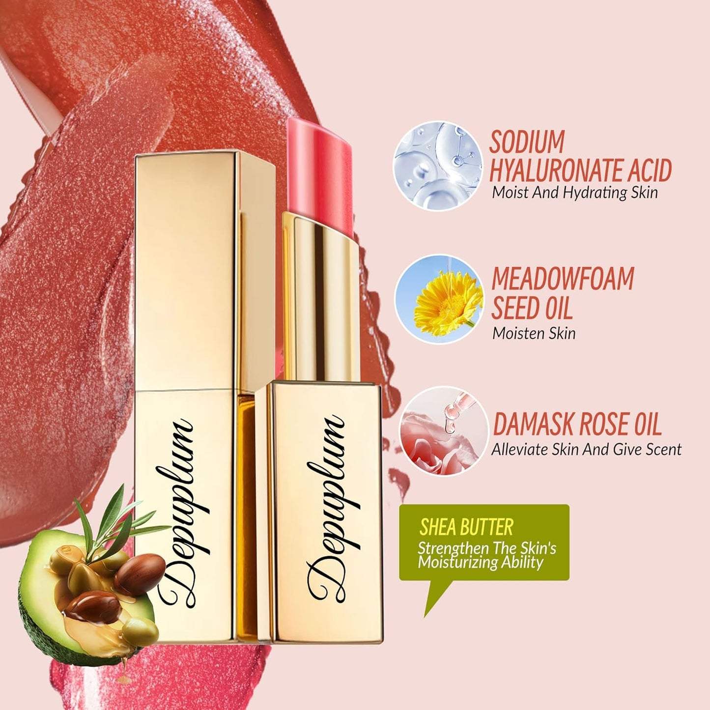 Hot Pink Lipstick Moisturizing for Women Shimmer Tinted Lip Balm Hydrating Nourishing Lip Gloss Vegan& Cruelty Free Lip Makeup, ZG110 In Love