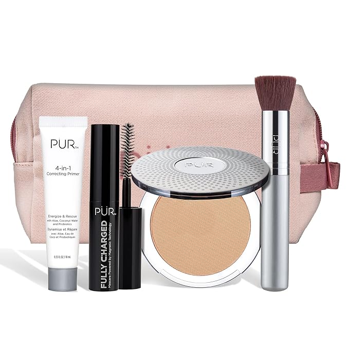PÜR Beauty Multitasking Essentials Best Sellers Kit, Everyday Look Deluxe Kit, Condition & Moisturize Skin, Cruelty Free, Tan
