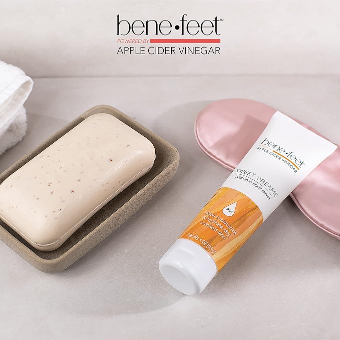 Benefeet Sweet Dreams Overnight Foot Repair - Night Cream for Detox, Moisturize & Soften Dry Cracked Skin, With Apple Cider Vinegar, Turmeric & Borage Oil, 4oz