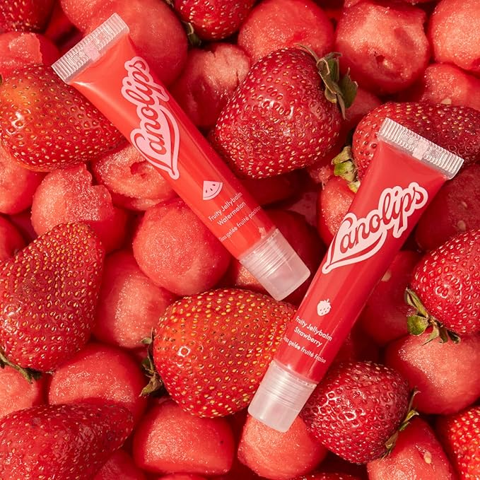 Lanolips Fruity Jellybalm, Strawberry - Tinted Lip Balm to Deepen, Brighten & Enhance - Moisturizing Lanolin Lip Balm & Lip Gloss for Everyday Lip Care (10g / 0.35oz)