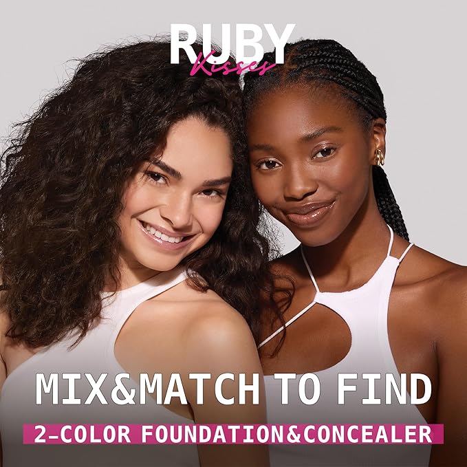 Ruby Kisses Cream Foundation 3D Face Creator 2-Color Foundation and Concealer, 12 Hour Wear Long Lasting, Medium to Full Coverage (Level 2)