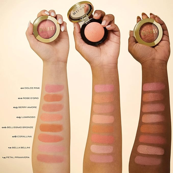 Milani Baked Blush, Powder Blush for Cheeks, Cruelty Free Makeup - Shape, Contour & Highlight Face for a Shimmery or Matte Finish - Berry Amore