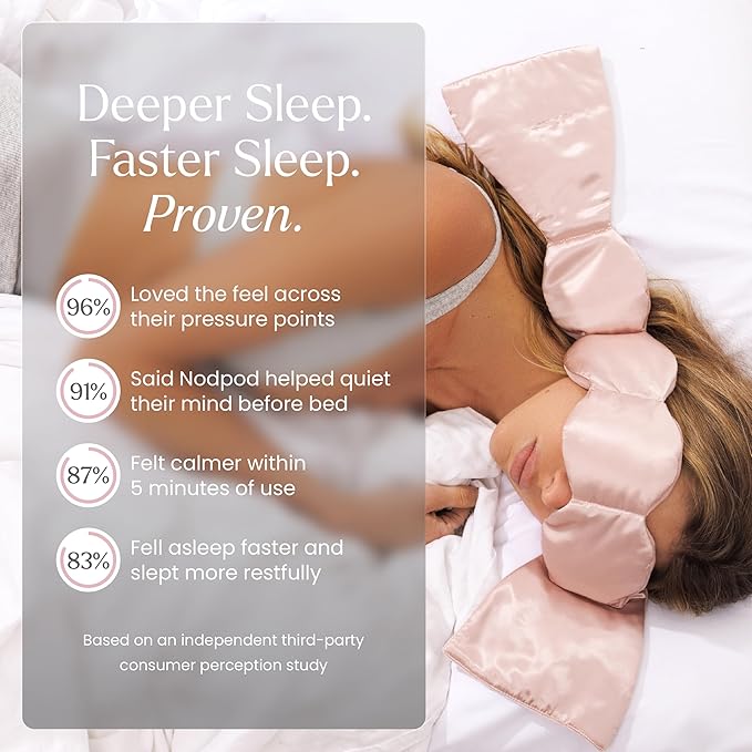 Nodpod Gentle Pressure Silk Sleep Mask | Patented Light Blocking Design for Sleeping, Travel & Relaxation | Bead Filled, Machine Washable (Petal)