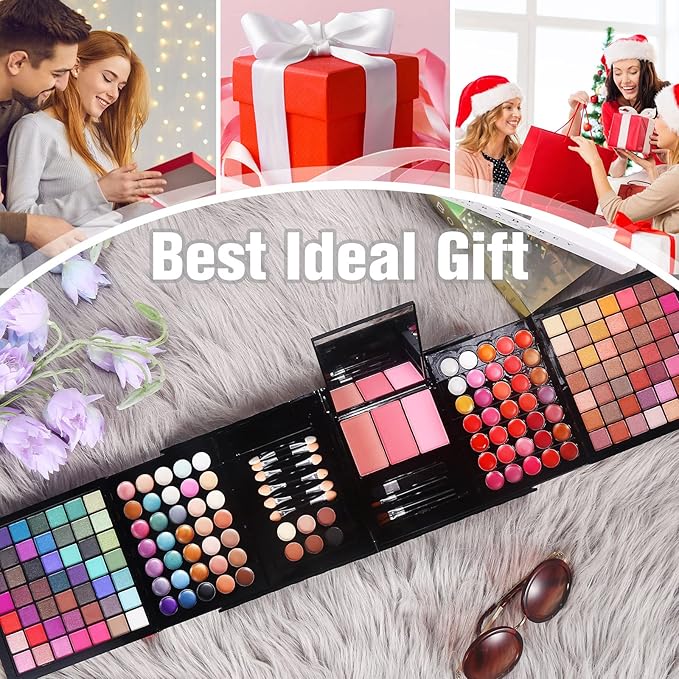 177 Colors Professional Makeup Kit for Women Girls Full Kit Gift Set with Mirror All in One Make up Palette Included Eyeshadow Powder Eye Shadow Gel Lip Gloss Concealer Eyebrow Powder Blush Brushes