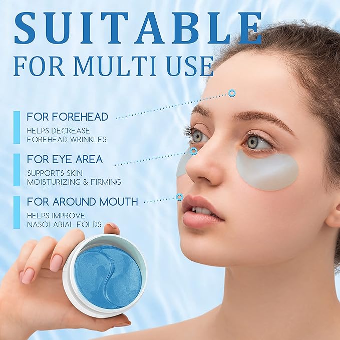 Under Eye Patches, Hyaluronic Acid Eye Mask, Collagen Eye Pads for Dark Circles, Eye Bags, Puffiness, Diminish Fine Lines and Wrinkles, Moisturize and Tighten Eye Skin for Men and Women