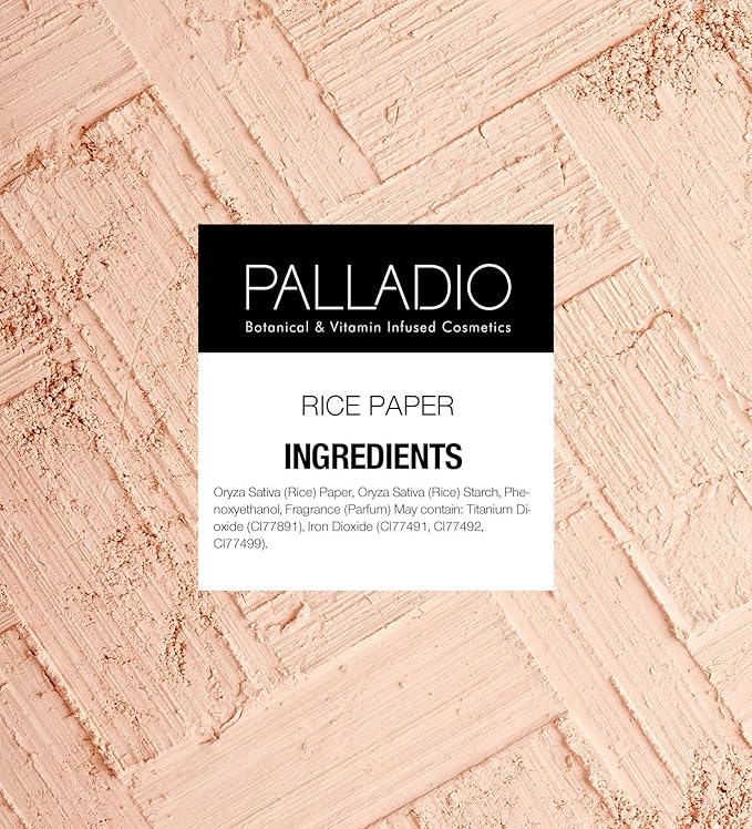Palladio Rice Paper Facial Tissues for Oily Skin, Face Blotting Sheets Made from Natural Rice, Oil Absorbing Paper with Rice Powder, 2 Sided, Instant Results, Warm Beige, 40 Count, Pack of 1