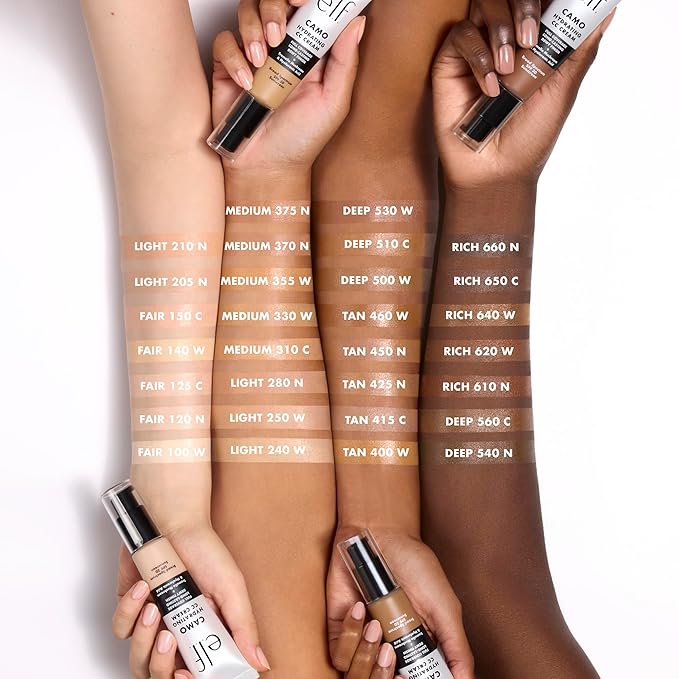 e.l.f. Hydrating Camo CC Cream, SPF 30, Color Correcting Full Coverage Foundation For A Dewy Finish, Vegan & Cruelty-Free, Rich 660 N