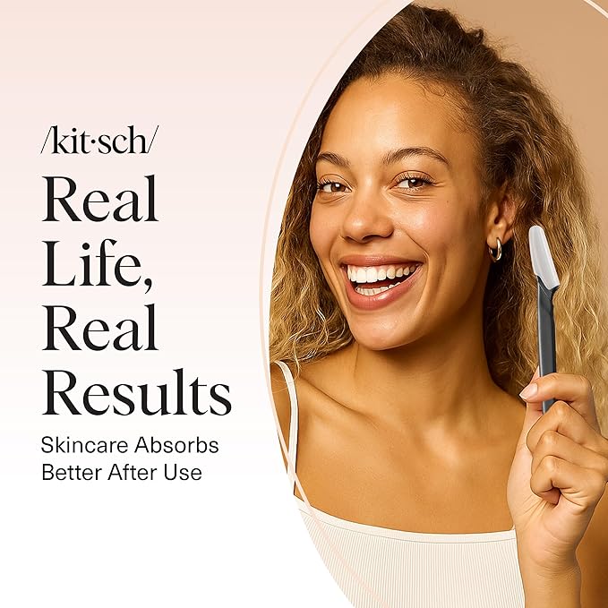 Kitsch Dermaplane Razor for Women Face - Face Razors for Women and Men - Eyebrow Trimmer, Shaver, Recycled Plastic Dermaplaning and Skin Care Tool - Black, 6 pcs