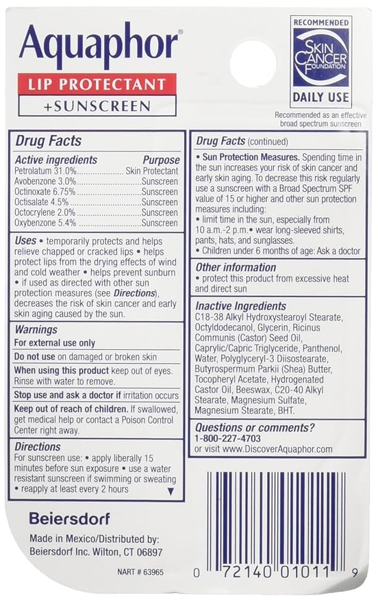 Lip Protectant Plus Sunscreen SPF 30 0.35 Ounce (Pack of 3)