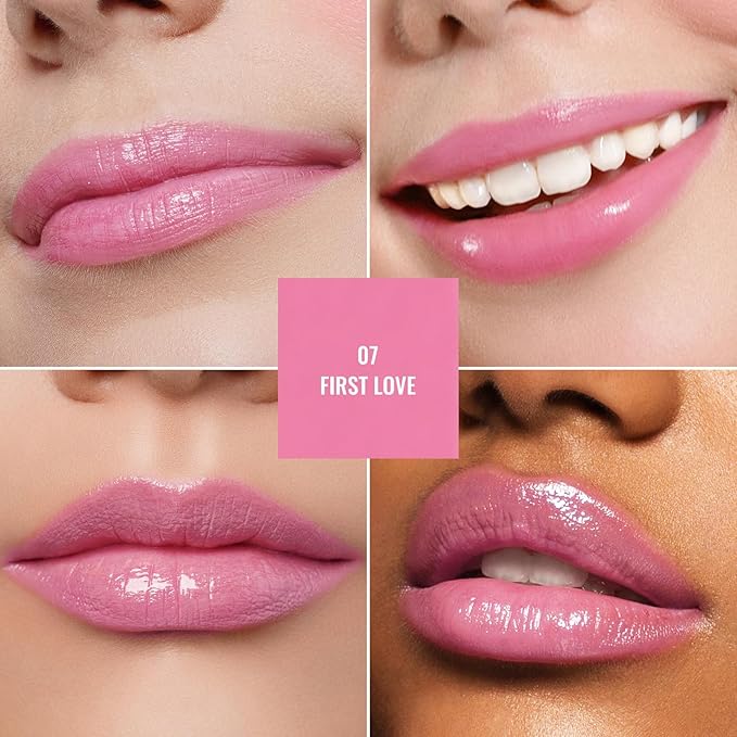 Oulac Warm Pink Shine Lipstick - Moisturizing Lip Stick Glossy Tinted Lip Balm, Sheer Shine Juicy Finish, Lightweight and Hydrating Formula for Dry Lip Care, Vegan 2.2g/0.07oz (07)
