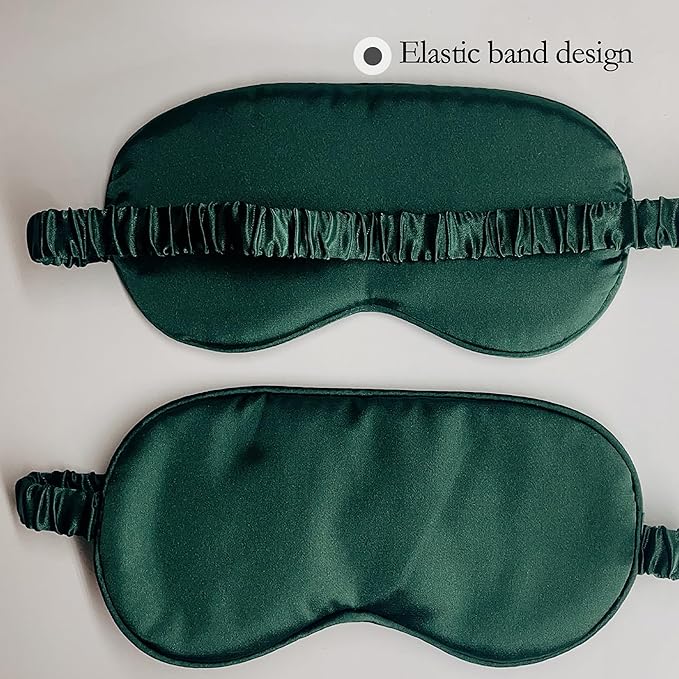 Silk Eye mask for Sleeping Light Blocking for Bedroom, Plane Travel Satin Sleep mask Women Mens,Blackout to Help You deep Sleep (Green)