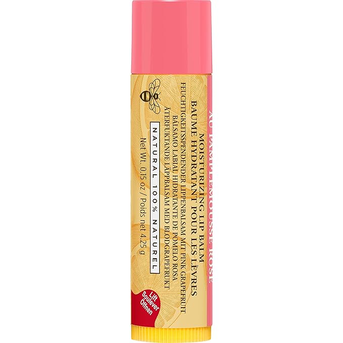Burt's Bees Lip Balm - Pink Grapefruit, Lip Moisturizer With Responsibly Sourced Beeswax, Tint-Free, Natural Origin Conditioning Lip Treatment, 2 Tubes, 0.15 oz.
