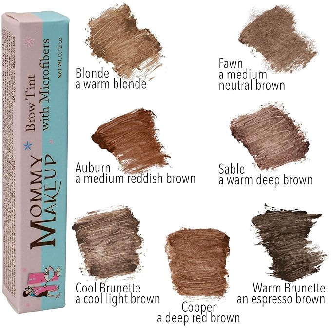 Brow Tint with Microfibers - 4-in-1 Tinted Eyebrow Gel to Groom, Hold, Sculpt & Color Your Brows, Covers Gray Hair - Water Resistant, Clump-Free, Long Lasting (Cool Brunette) by Mommy Makeup