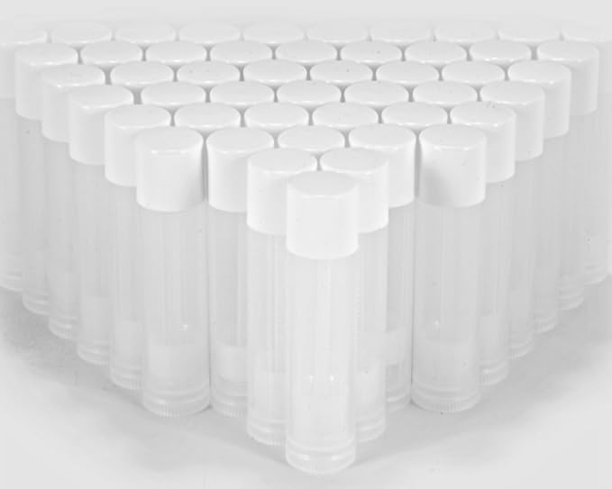 Vivaplex 50, Clear, Empty, 5.5 ml Lip Balm Tubes with White Caps
