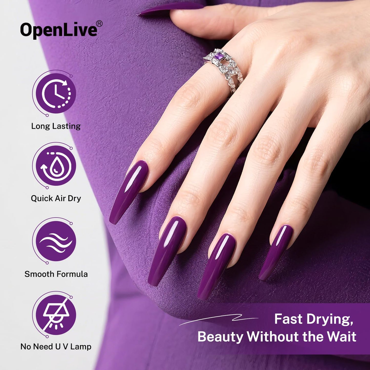 16.5ml Purple Nail Polish Large Volume Quick Drying Nail Polish, Fast Drying and Long Lasting Color Nail Art DIY Home Manicure Gift for Women