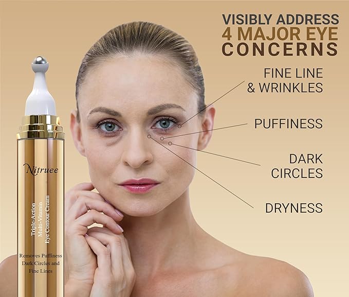 Under Eye Cream with Caffeine, Hyaluronic Acid, and Vitamins E, C, K - Advanced Dark Circle and Puffiness Treatment, Reduces Fine Lines