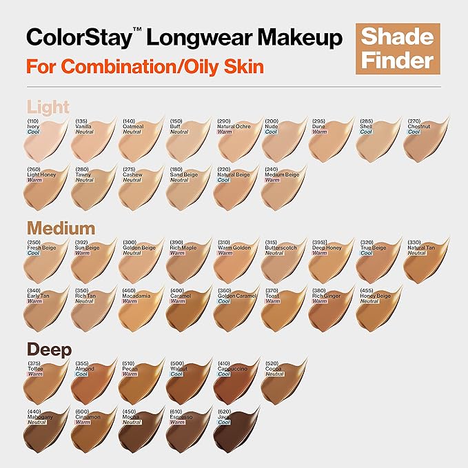 Revlon Liquid Foundation, ColorStay Face Makeup for Combination & Oily Skin, SPF 15, Medium-Full Coverage with Matte Finish, Golden Beige (300), 1.0 oz