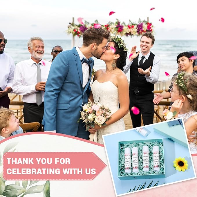 48 Pack SPF 30 Sunscreen Lip Balms Bulk Thank You for Celebrating with Us Sunscreen Care Lip Balm Sticks Wedding Party Favor Baby Bridal Shower Party Supplies Thank You Gifts for Guest