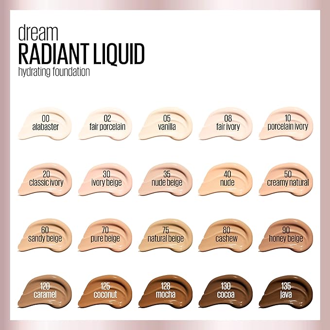Maybelline Dream Radiant Liquid Medium Coverage Hydrating Makeup, Lightweight Liquid Foundation, Cocoa, 1 Count (Pack of 2)