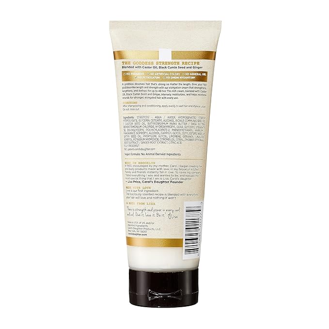 Carol's Daughter Goddess Strength True Stretch Defining Hair Cream For Waves, Coils and Curls, Curl Defining Cream with Castor Oil, 6.8 Fl Oz