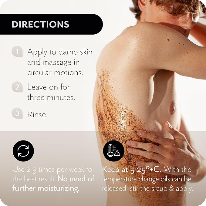 THE ACT Coffee Body Scrub with Salt & Cocoa – Exfoliating Scrub for Cellulite, Stretch Marks, Ingrown Hair – Organic Moisturizing Body Scrub with Vitamin E & Menthol – Gift for Women & Men, 10.58 Oz