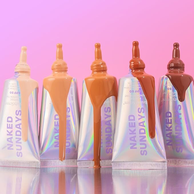 Naked Sundays BeautyScreen™ SPF 50 Mineral Peptide Foundation Tint – 2-in-1 Skin Tint & Mineral Sunscreen | Radiant, Buildable Coverage, Acne-Safe, Infused with Peptides (2 Fair Sand, 1.01 oz)