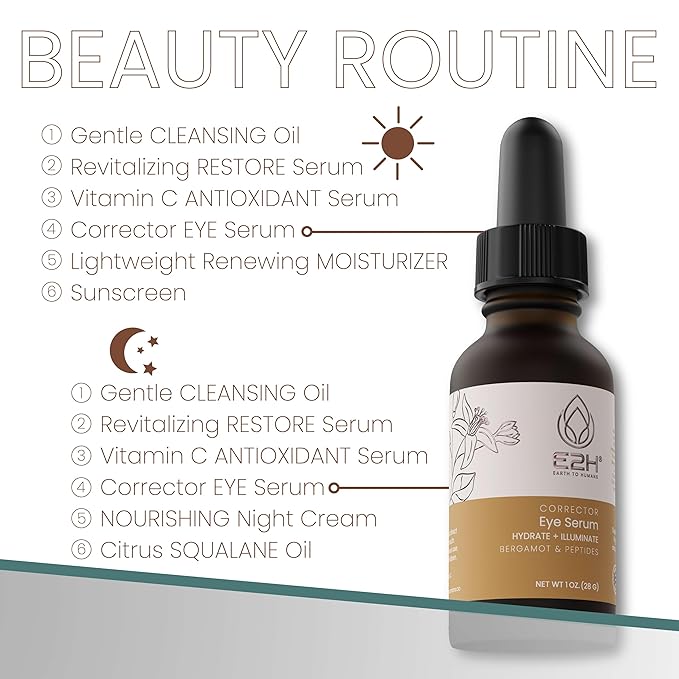 E2H Corrector Eye Serum with Bergamot and Peptides | Minimizes Creases & Dark Circles | Hydrates & Smoothens | Dramatic Results