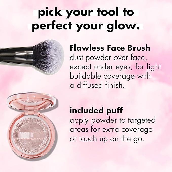 e.l.f. Halo Glow Powder Filter, Ultra-fine Finishing Powder, Smooths The Look of Pores & Fine Lines, Creates A Soft-Focus Glow, Vegan & Cruelty-Free, Light Warm