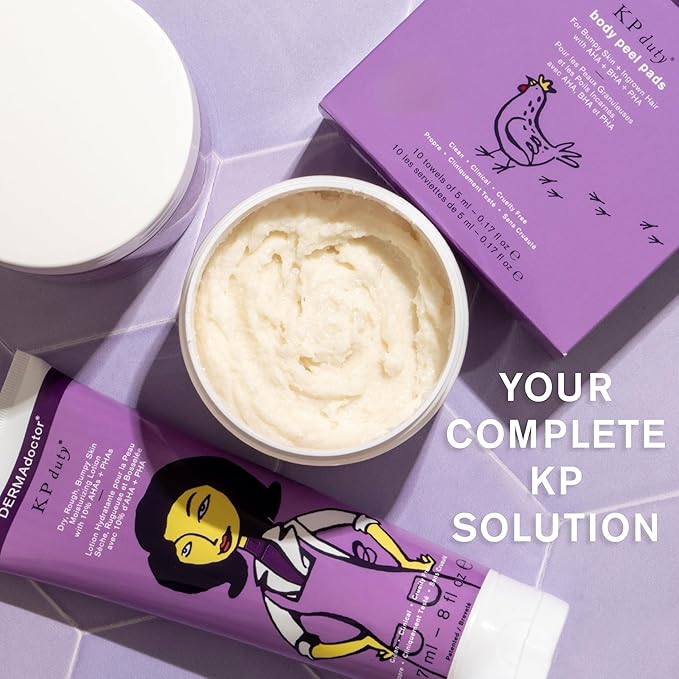 DERMAdoctor KP Duty Body Scrub Dermatologist Formulated Exfoliant for Keratosis Pilaris and Dry, Rough, Bumpy Skin with 10% AHAs + PHAs, 8 fl oz