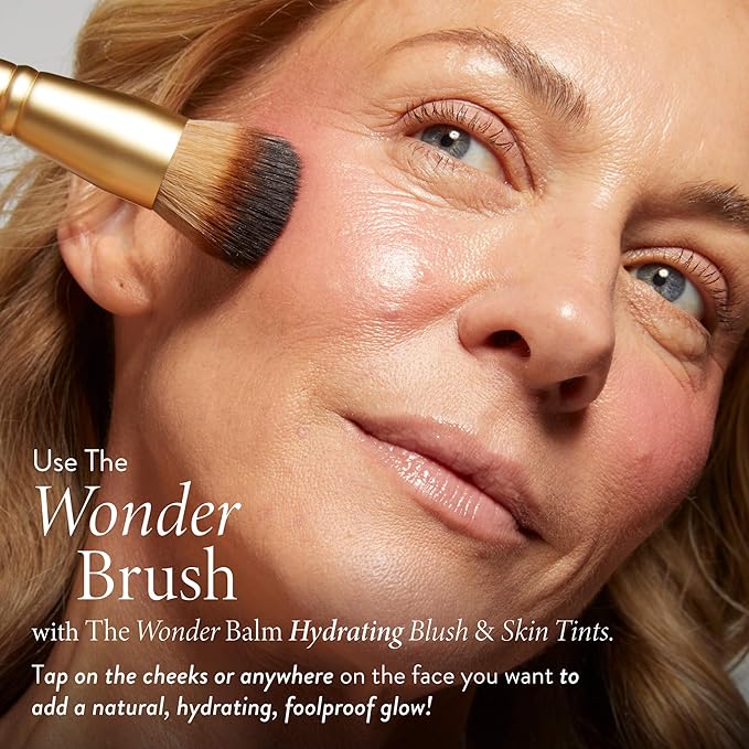 LAURA GELLER NEW YORK The Wonder Brush, Makeup Brush with Wooden Handle, Apply The Wonder Balm, Cream & Liquid Blush, Even Application and Blending