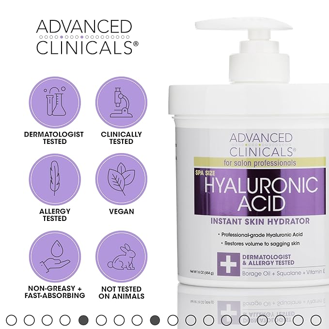 Advanced Clinicals Hyaluronic Acid Body Lotion & Face Moisturizer W/Vitamin E | Hydrating Dry Skin Firming Lotion Minimizes Look Of Wrinkles, Stretch Marks, & Crepey Skin | Skin Care Products, 2pc