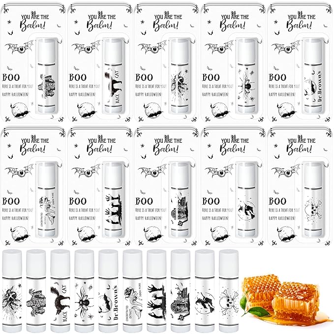 30 Pack Halloween Party Favors Bulk Skull Lip Balms Gifts Vintage Spooky Halloween Party Gifts Goodies Stuffers Small Thank You Gifts for Women Men Staff Coworkers Adults