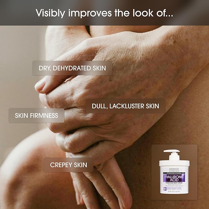 Advanced Clinicals Hyaluronic Acid Body Lotion & Face Moisturizer W/Vitamin E | Hydrating Firming Lotion Minimizes Look Of Wrinkles, Stretch Marks, & Crepey & Dry Skin | Skin Care Products, 16 Oz