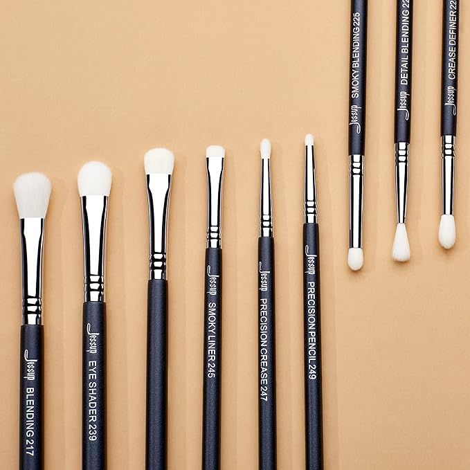 Jessup Eyeshadow Brush Set 11pcs Eye Makeup Brushes Set Professional Eye Shadow Brush Blending Brush Shader Crease Brush Black T340