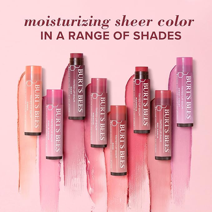 Burt's Bees Lip Tint Balm with Long Lasting 2 in 1 Duo Tinted Balm Formula, Color Infused with Deeply Hydrating Shea Butter for a Natural Looking Buildable Finish, Soft Hibiscus (2-Pack)