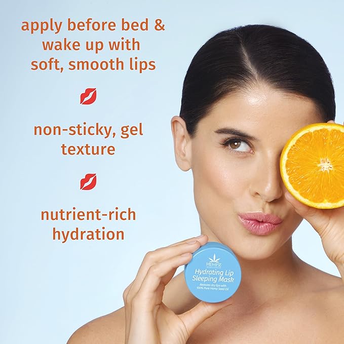 Hempz Hydrating Lip Sleeping Mask - Triple Moisture Fresh Citrus (.95 Oz.) | Overnight Hydrating Lip Balm for Dry Lips, Lip Repair, Chapped Lip Treatment & Nourishment for Women