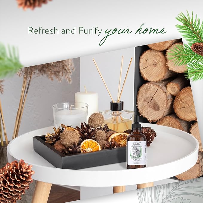 HBNO Fir Needle Essential Oil - Huge 4 oz (120ml) Value Size - Natural Fir Needle Oil - Perfect for Cleaning, Aromatherapy, DIY, Soap and Diffuser