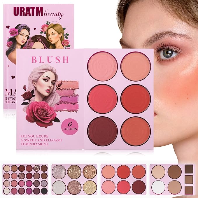 4-Layer Book-Style Foldable Makeup Palette Set | Portable & Long-Lasting | Contour Blush Highlight Eyeshadow, Professional 43 Shades, Suitable for Multiple Skin Tones & Makeup Looks, Gift Idea
