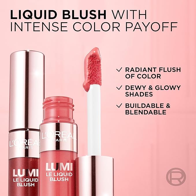 L'Oreal Paris True Match Lumi Le Liquid Blush, Intense Lightweight Blush Formula With Liquid Pigments, Glowy Gold Pink, 0.33 Fl Oz