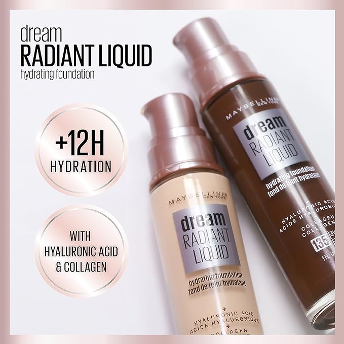 Maybelline Dream Radiant Liquid Medium Coverage Hydrating Makeup, Lightweight Liquid Foundation, Cocoa, 1 Count (Pack of 2)