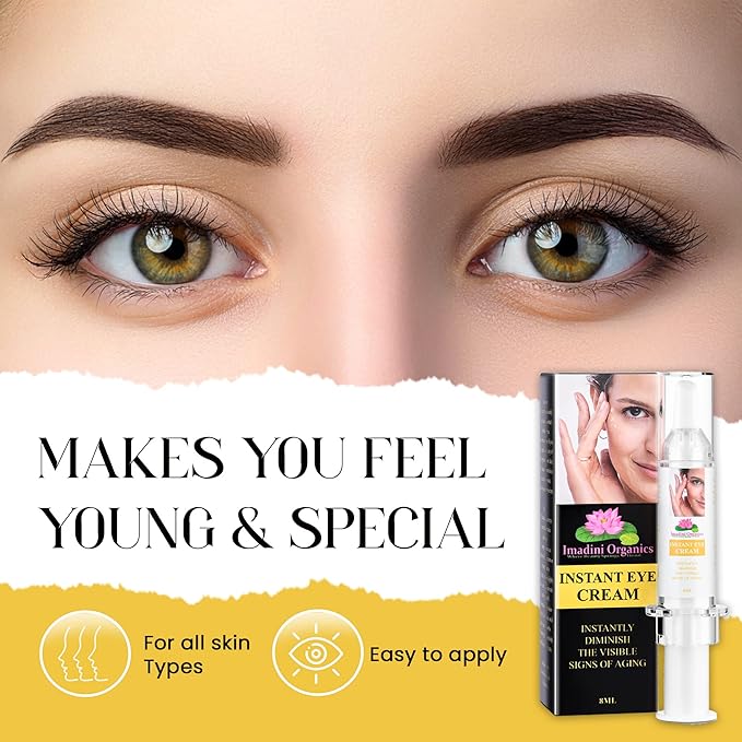 Imadini Natural Eye Wrinkle Cream, Remove Eye Bag Dark Circles, Reduce Puffiness & Eye Wrinkle, Ideal Eye Bag Cream For Both Men & Women– 8ml