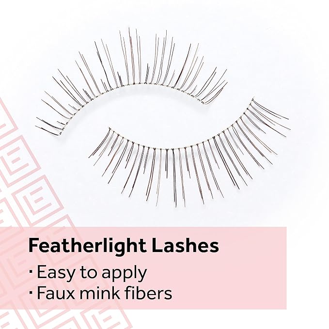 Eylure Naturals No. 020 Reusable Eyelashes, Adhesive Included, Black, 4 Pairs